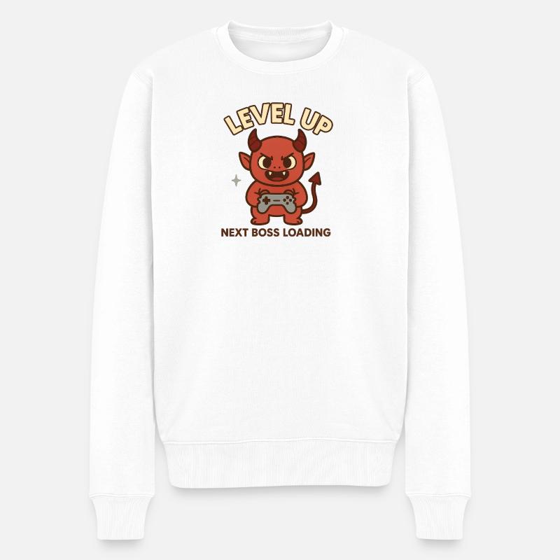 Gaming Demon - Männer Premium Bio Pullover - Weiß
