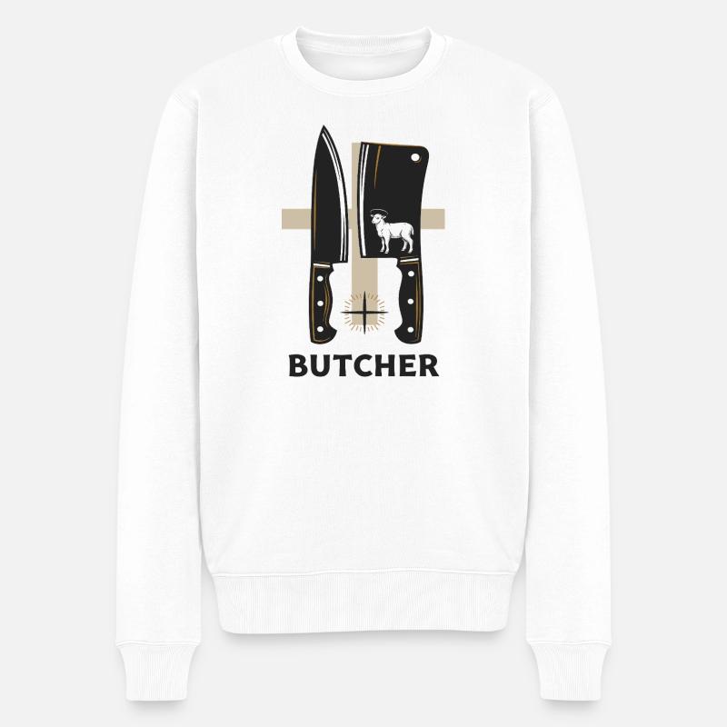 Metzger-Ehre - Männer Premium Bio Pullover - Weiß