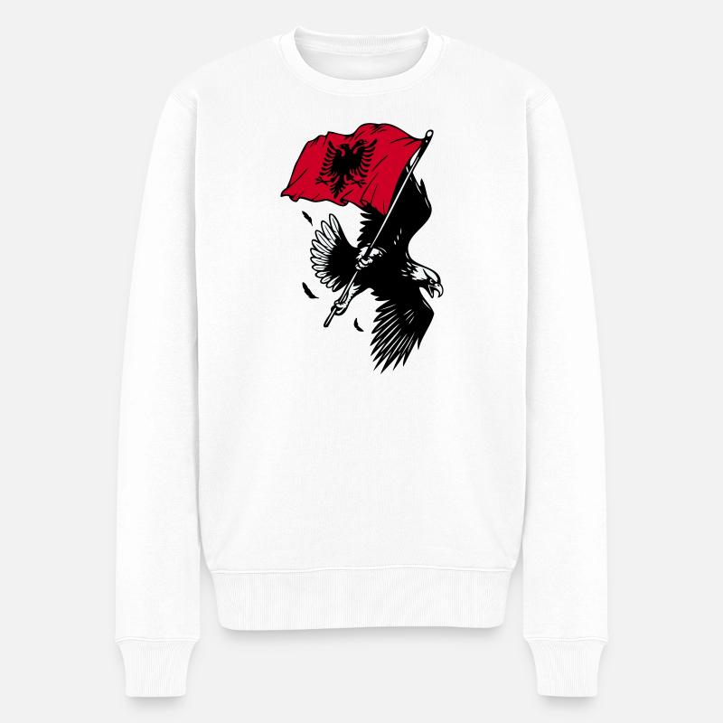Albanischer Adler mit Flagge - Männer Premium Bio Pullover - Weiß