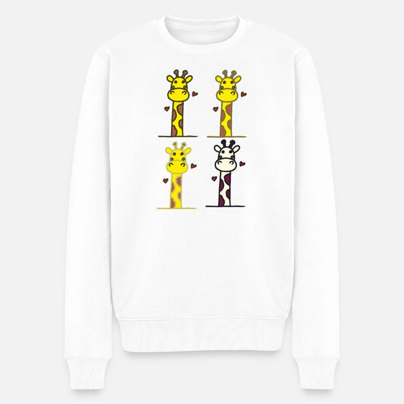 Verspielte Giraffen mit Herzmotiven - Männer Premium Bio Pullover - Weiß