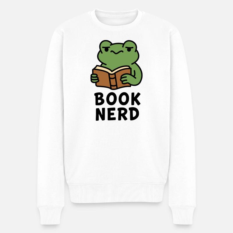 Wise Frog Lesebuch Drucken - Männer Premium Bio Pullover - Weiß