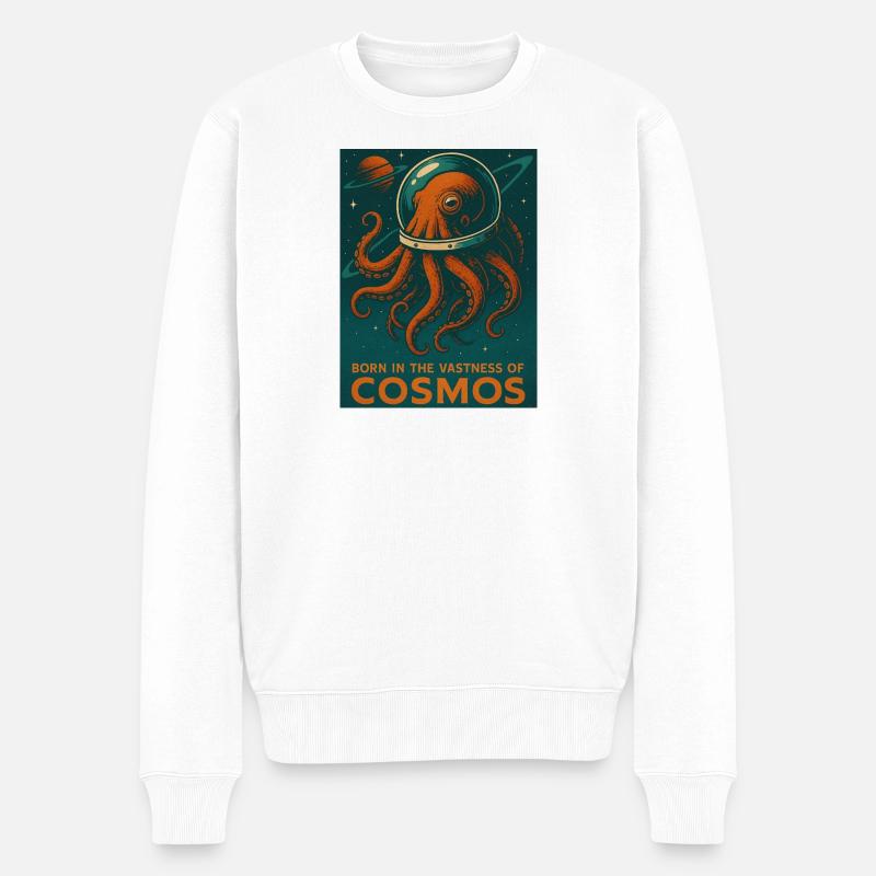 Oktopus Retro Sci-Fi Weltraum - Männer Premium Bio Pullover - Weiß