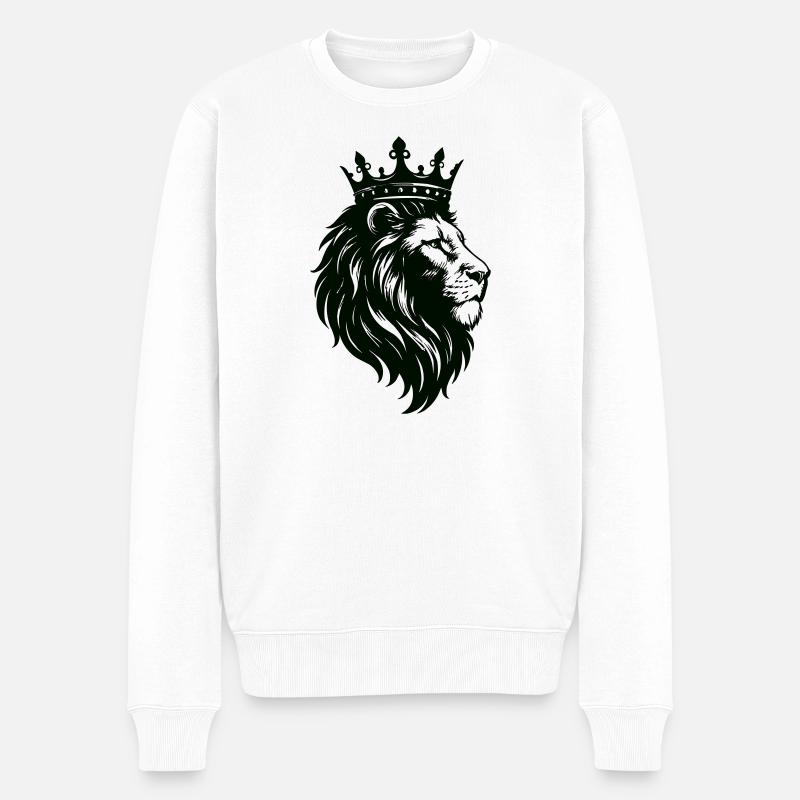 Löwe King - Männer Premium Bio Pullover - Weiß