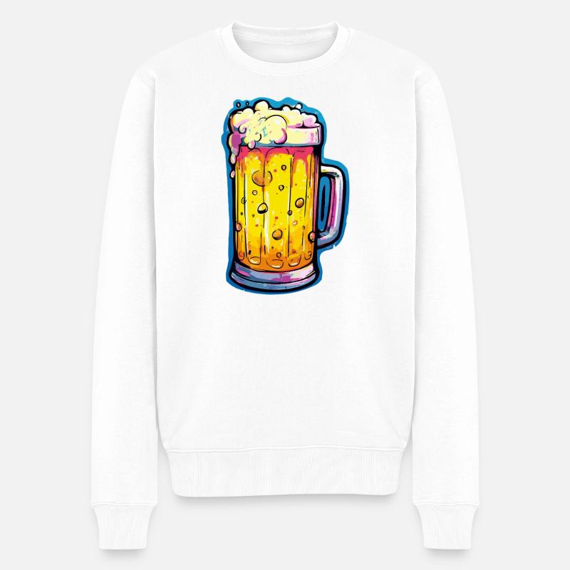 Bier Comic Bierglas - Männer Premium Bio Pullover - Weiß