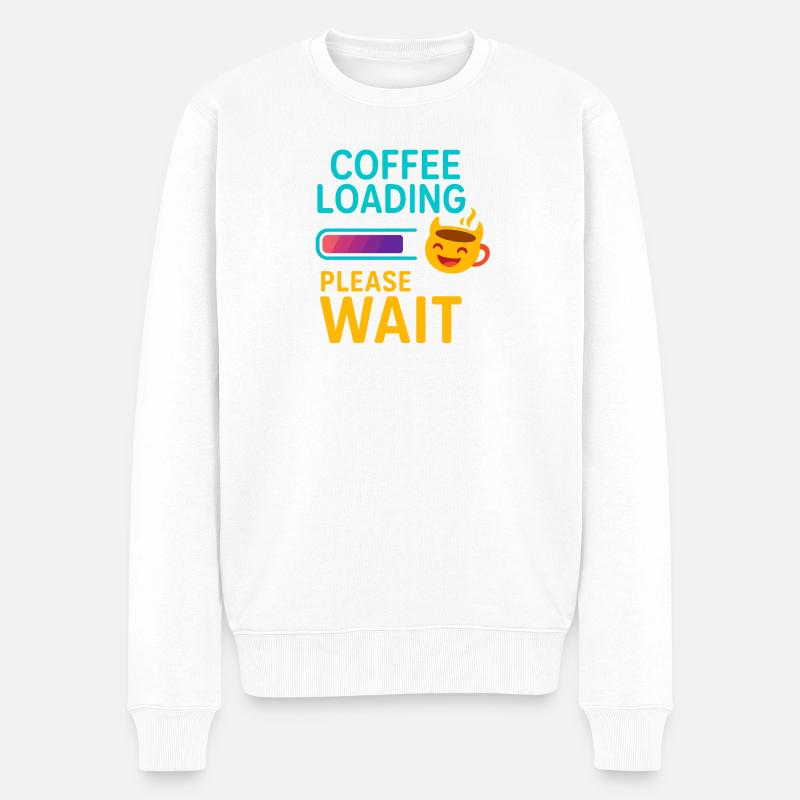Café Charge Patience Dire Design - Pull Premium bio Homme - blanc
