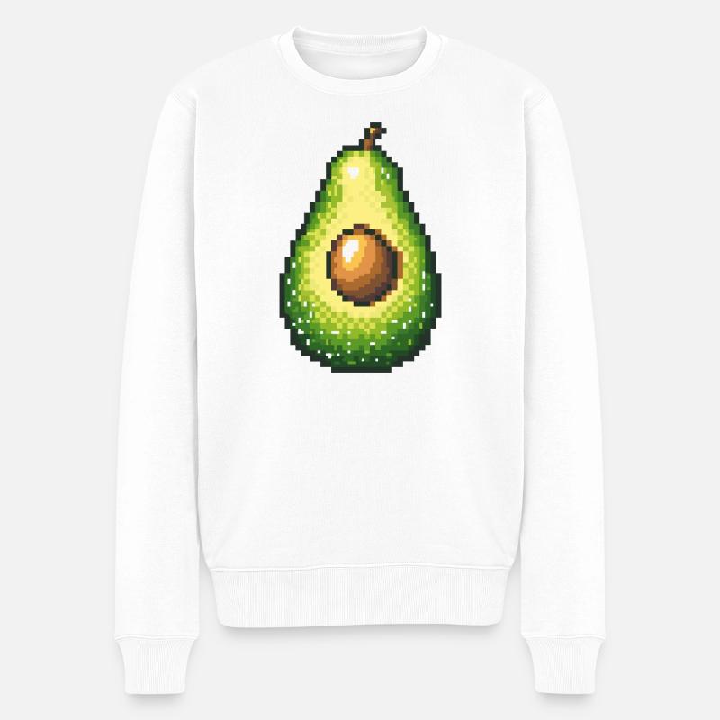 Pixel Avocado Retro Fruchtbild - Männer Premium Bio Pullover - Weiß