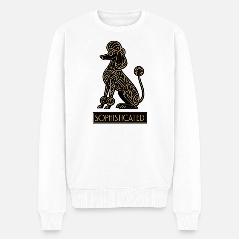 Chien Caniche Sophistiqué Doré - Pull Premium bio Homme - blanc