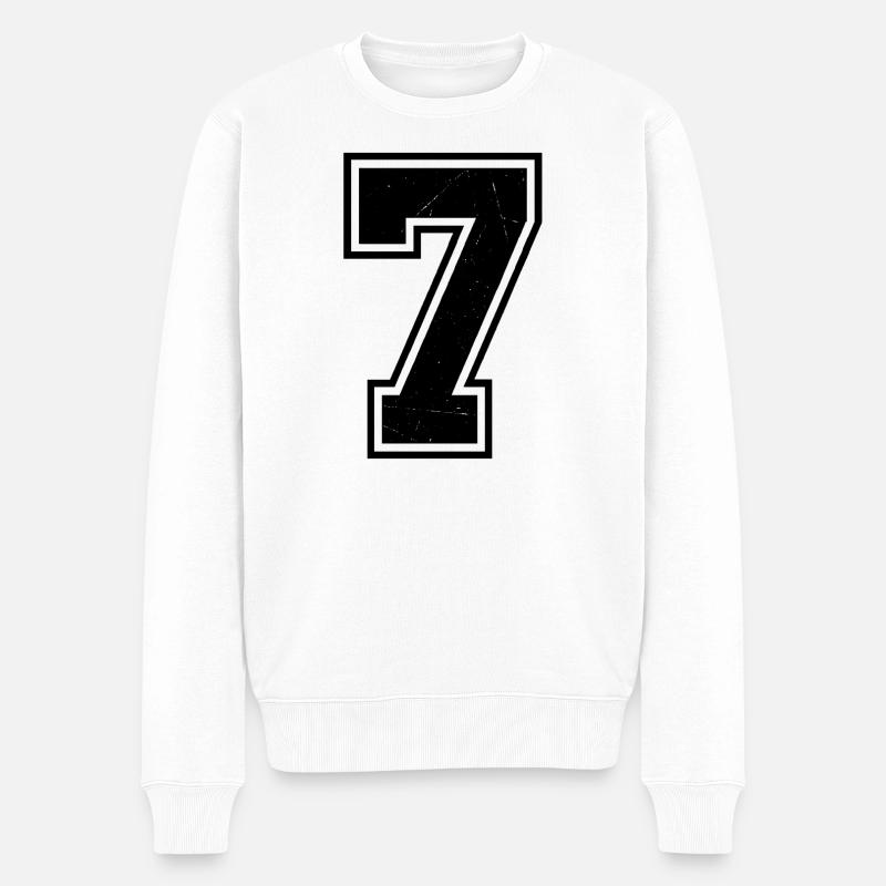 Chiffre Grunge Seven avec texture rayée - Pull Premium bio Homme - blanc