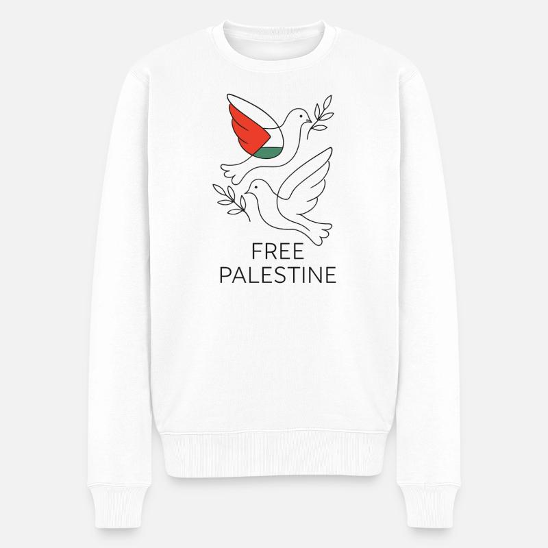 Taube des Friedens - Freies Palästina - Männer Premium Bio Pullover - Weiß