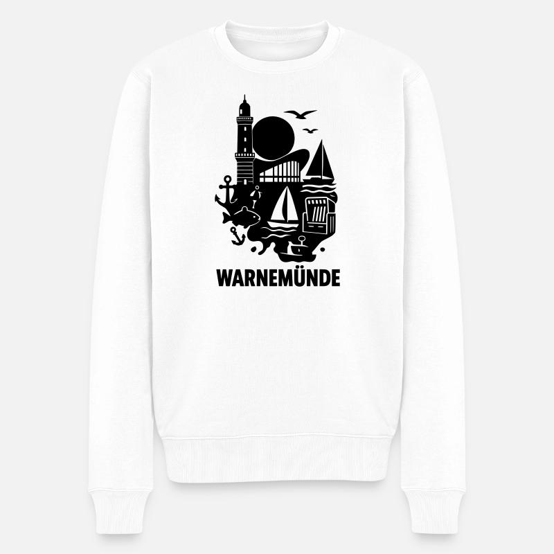 warnemünde silhouette - Männer Premium Bio Pullover - Weiß