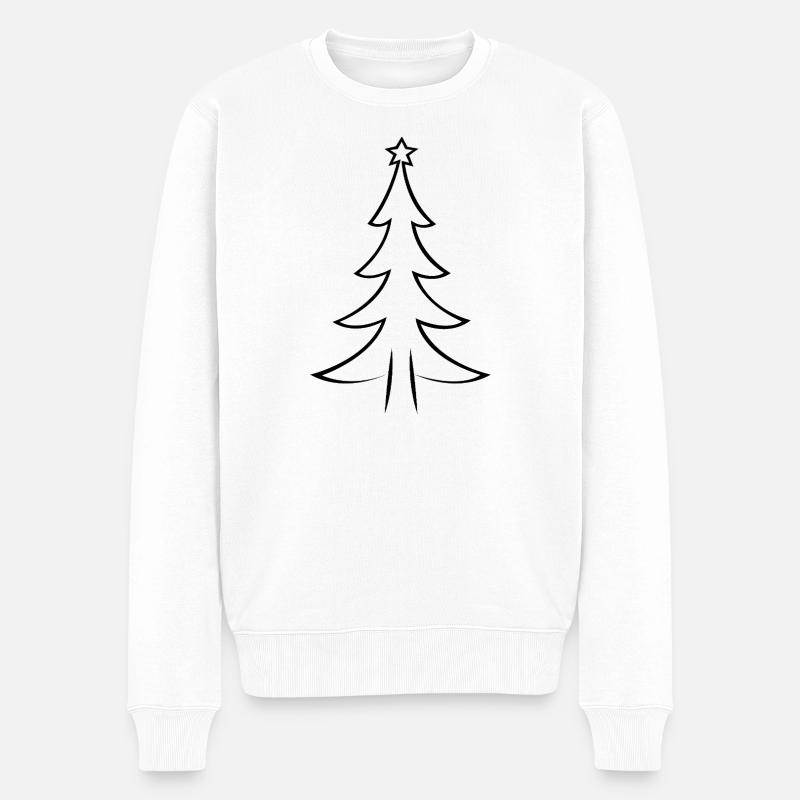 Minimalistischer geometrischer Tannenbaum - Männer Premium Bio Pullover - Weiß
