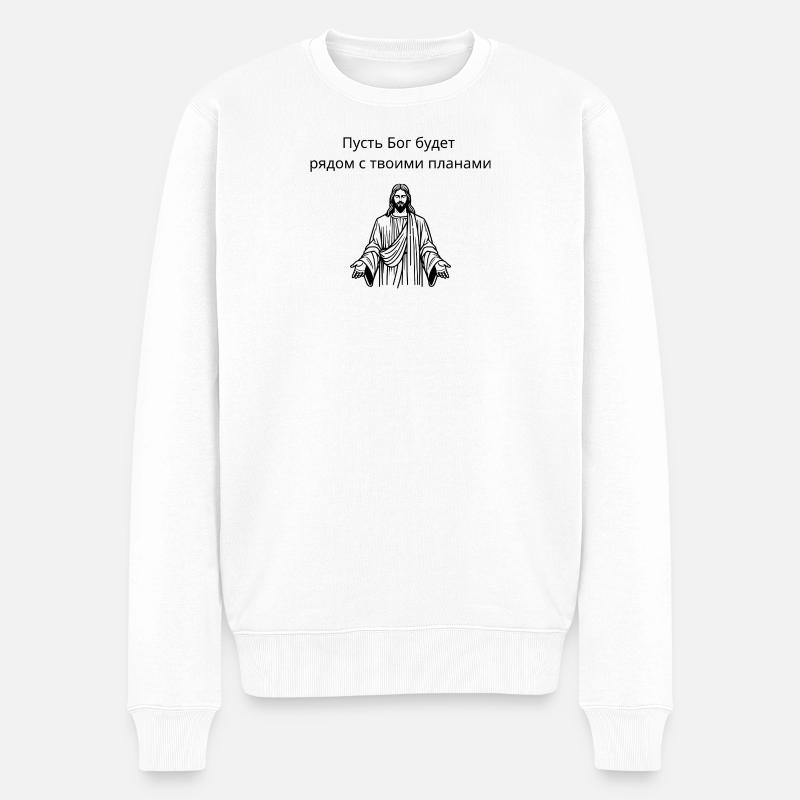 russischer spruch  - Männer Premium Bio Pullover - Weiß