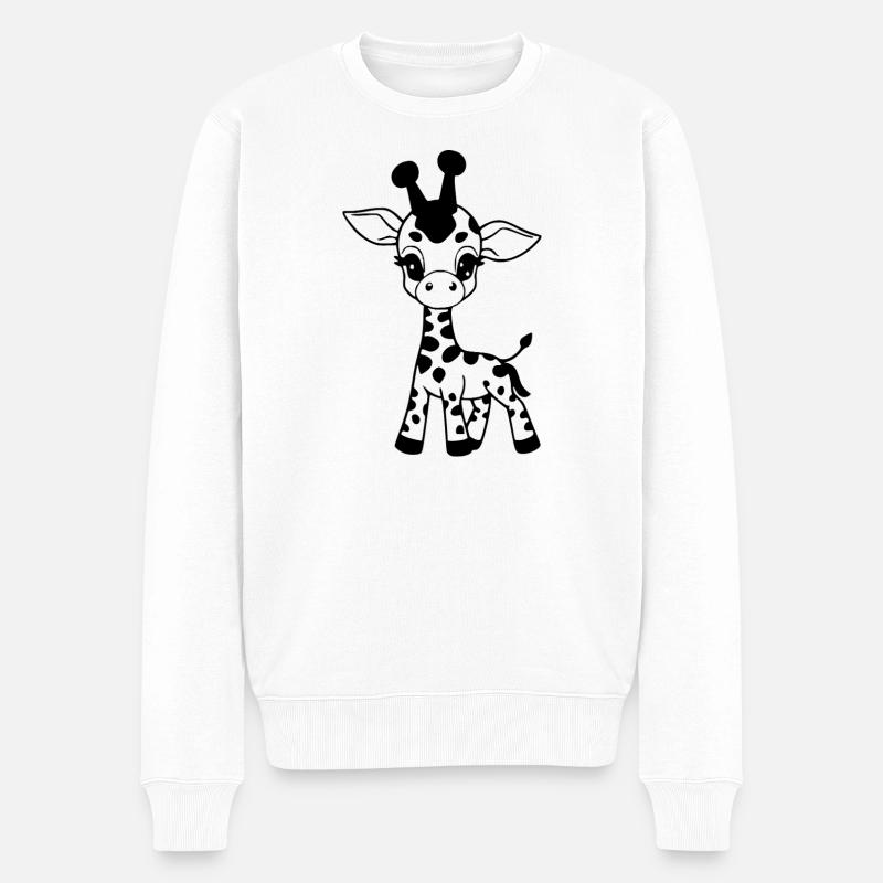 Giraffe Giraffenbaby - Männer Premium Bio Pullover - Weiß