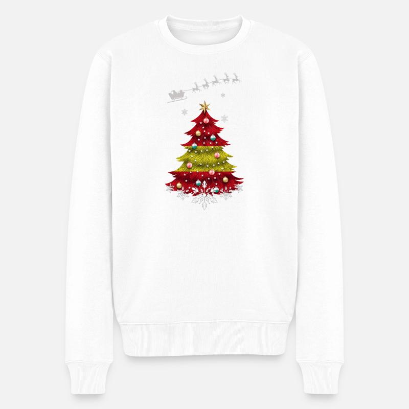 Weihnachtsbaum mit Spanien-Flagge - Männer Premium Bio Pullover - Weiß