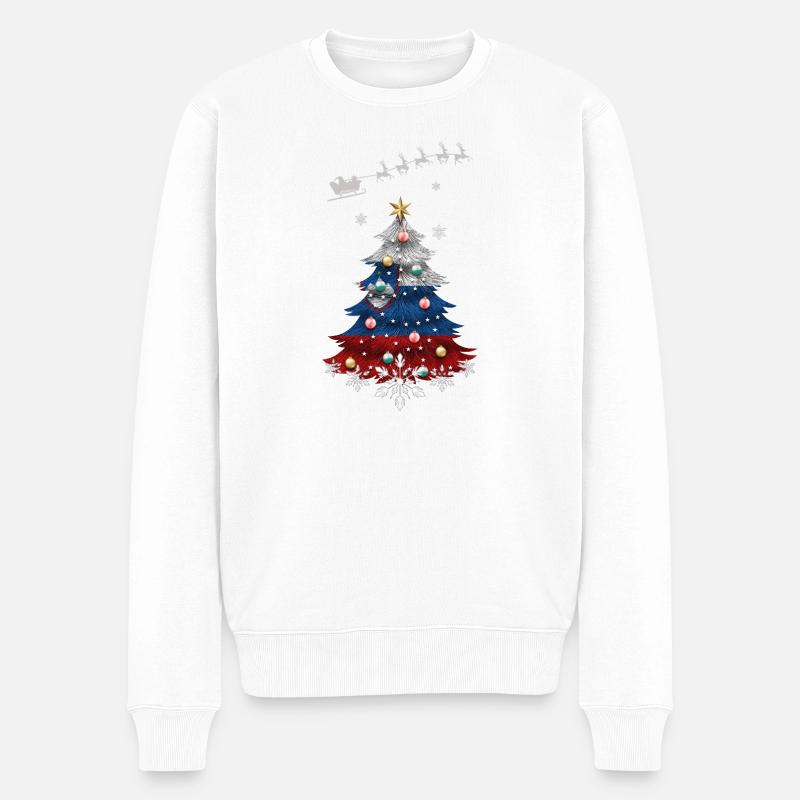 Weihnachtsbaum mit slowenischer Flagge - Männer Premium Bio Pullover - Weiß