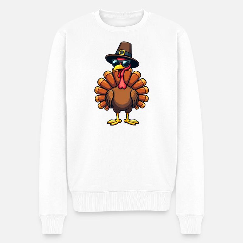 Thanksgiving Drôle Dinde de Thanksgiving - Pull Premium bio Homme - blanc