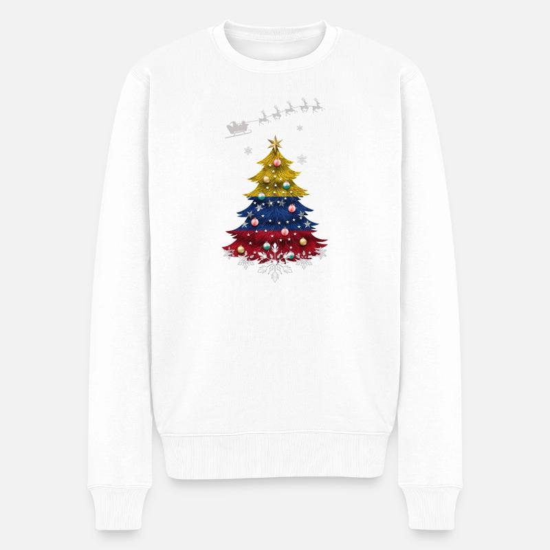 Weihnachtsbaum mit Venezuela Flagge - Männer Premium Bio Pullover - Weiß