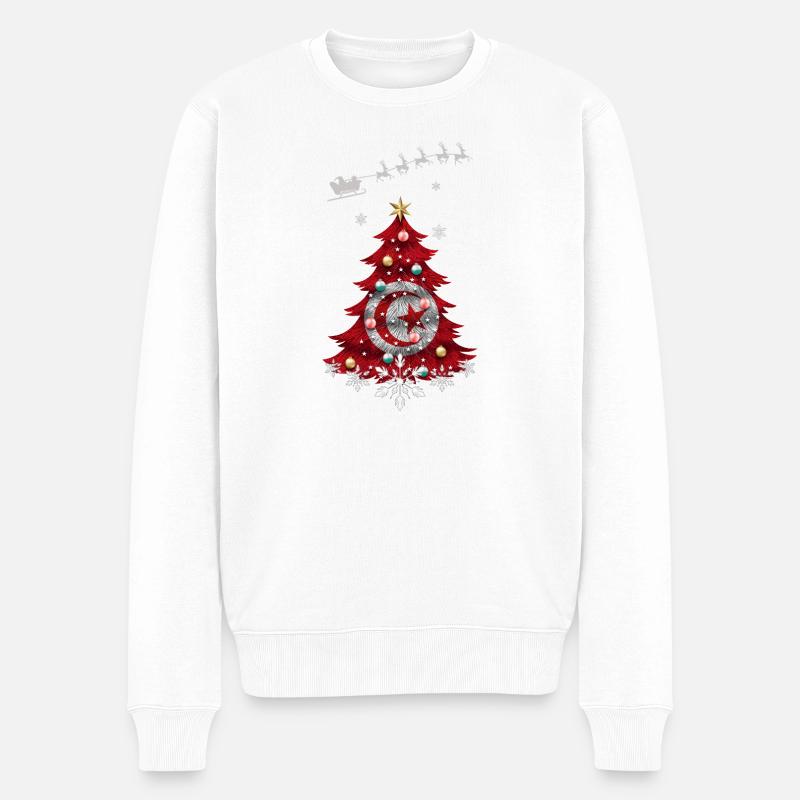 Weihnachtsbaum mit tunesischer Flagge - Männer Premium Bio Pullover - Weiß