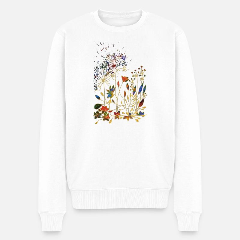 Blumen - Männer Premium Bio Pullover - Weiß