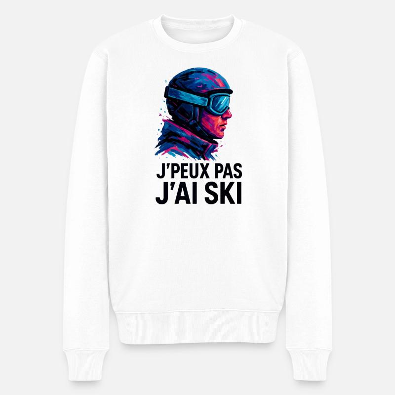 Ich kann nicht Skifahren. - Männer Premium Bio Pullover - Weiß