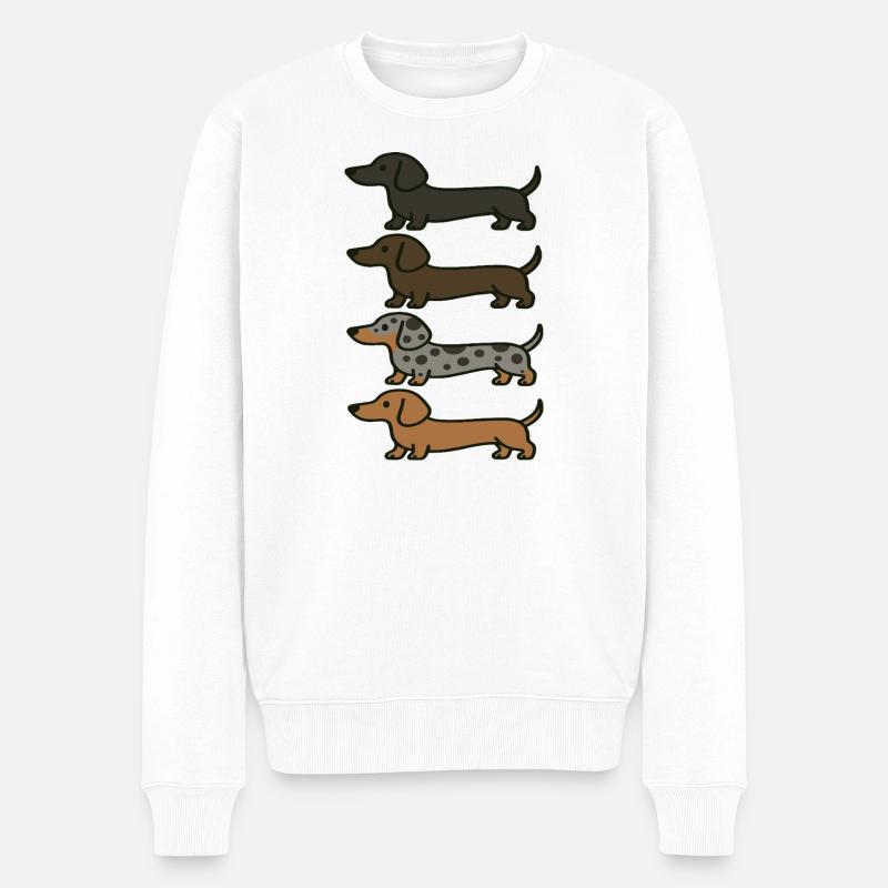 Niedliche Farbvarianten des Dackelhundes - Männer Premium Bio Pullover - Weiß