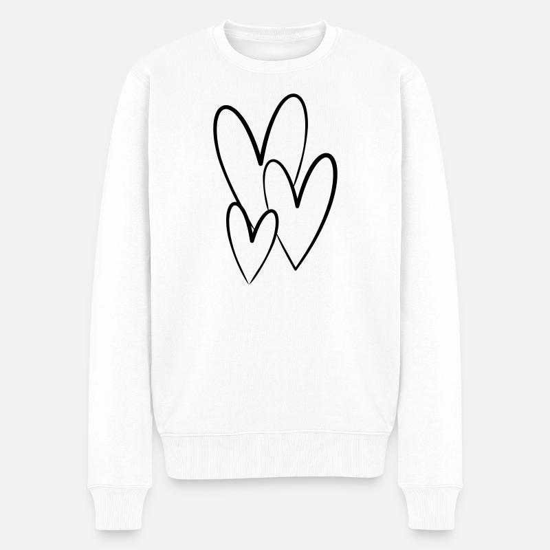 Herzen - Männer Premium Bio Pullover - Weiß