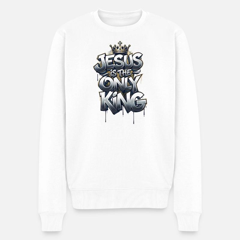 Jesus is the only King - Männer Premium Bio Pullover - Weiß