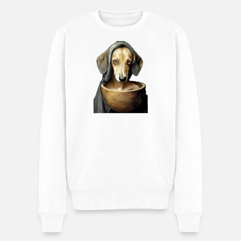 Hund mit Schal - Männer Premium Bio Pullover - Weiß