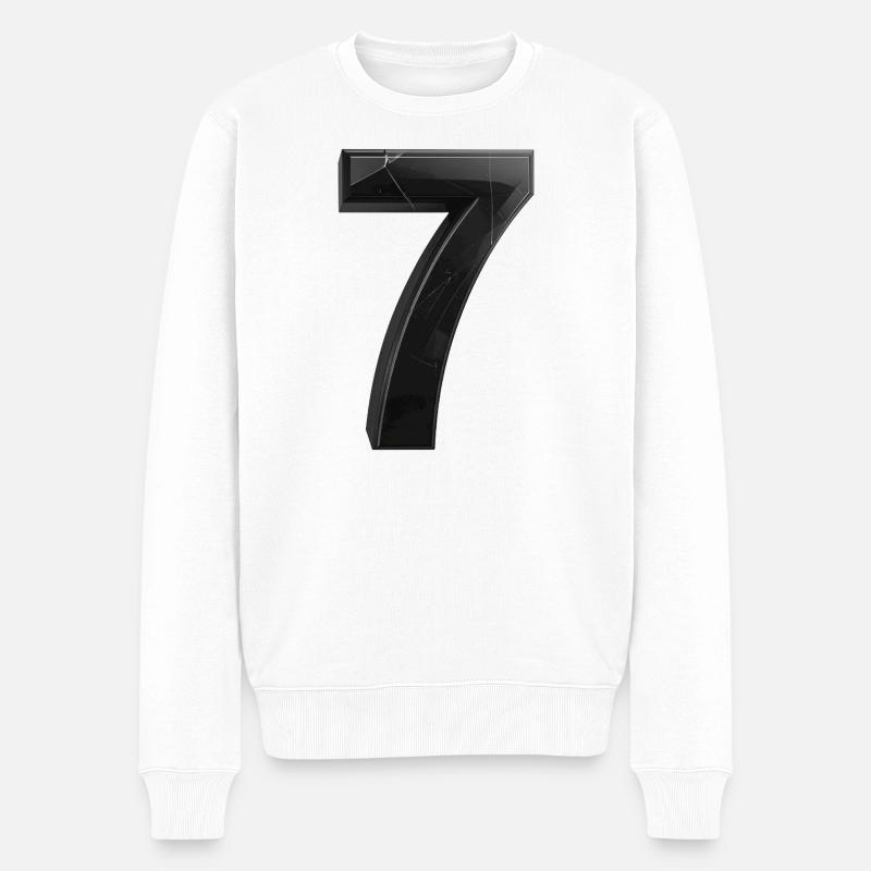 Gebrochene Sieben Grafik - Männer Premium Bio Pullover - Weiß