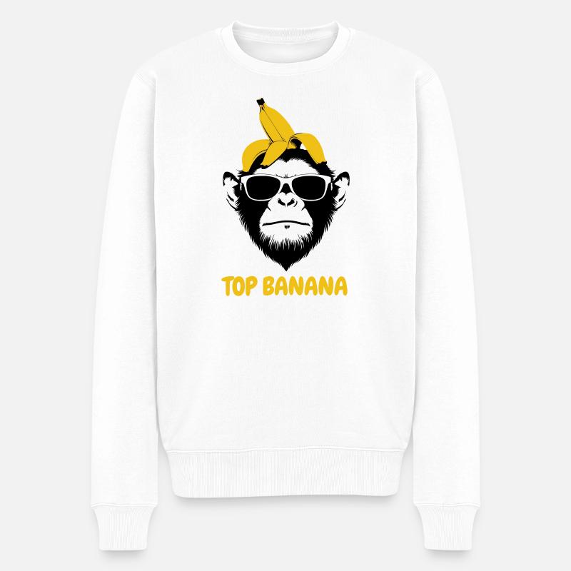Top Banana - Affe mit Bananenhut - Männer Premium Bio Pullover - Weiß