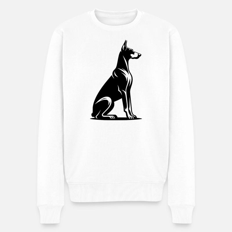 Treuer Dobermann Wachhund Silhouette - Männer Premium Bio Pullover - Weiß