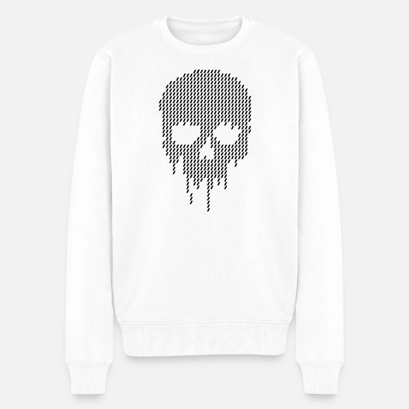 Design graphique de crânes pixelisés - Pull Premium bio Homme - blanc