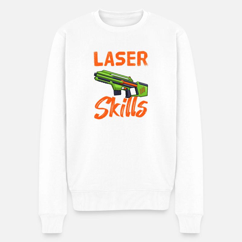Laser Skills Funny Gaming Blaster Art - Männer Premium Bio Pullover - Weiß