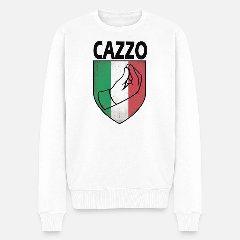 Italienisch, Cazzo - Männer Premium Bio Pullover - Weiß