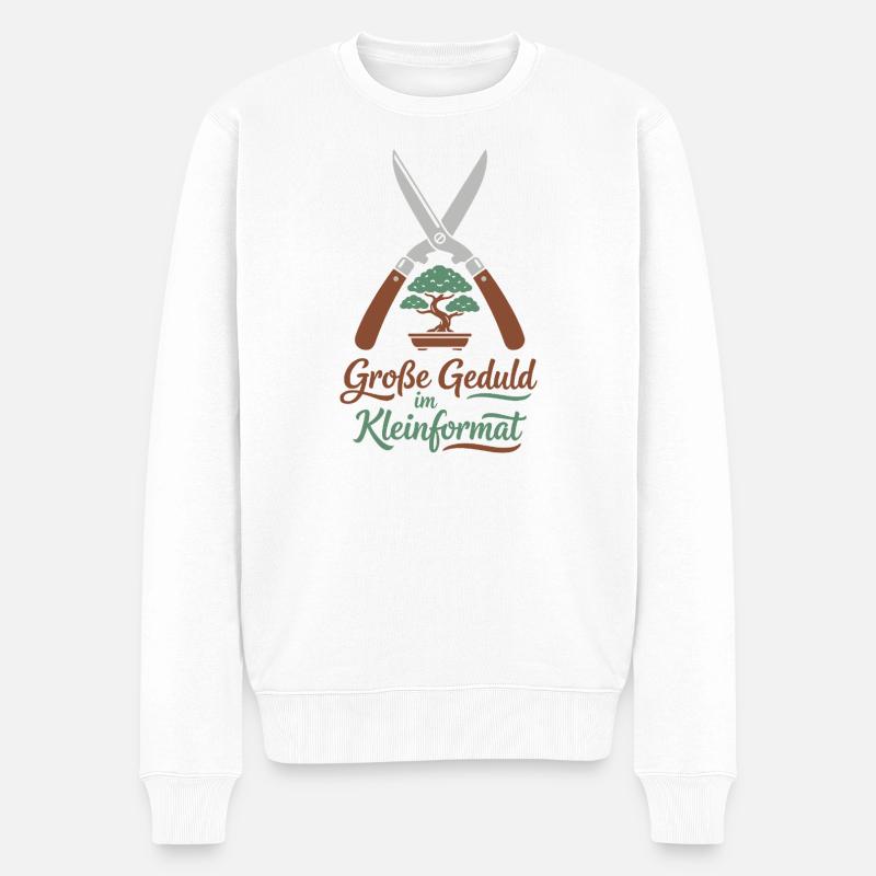 Bonsai Baum, Garten, Geduld - Männer Premium Bio Pullover - Weiß