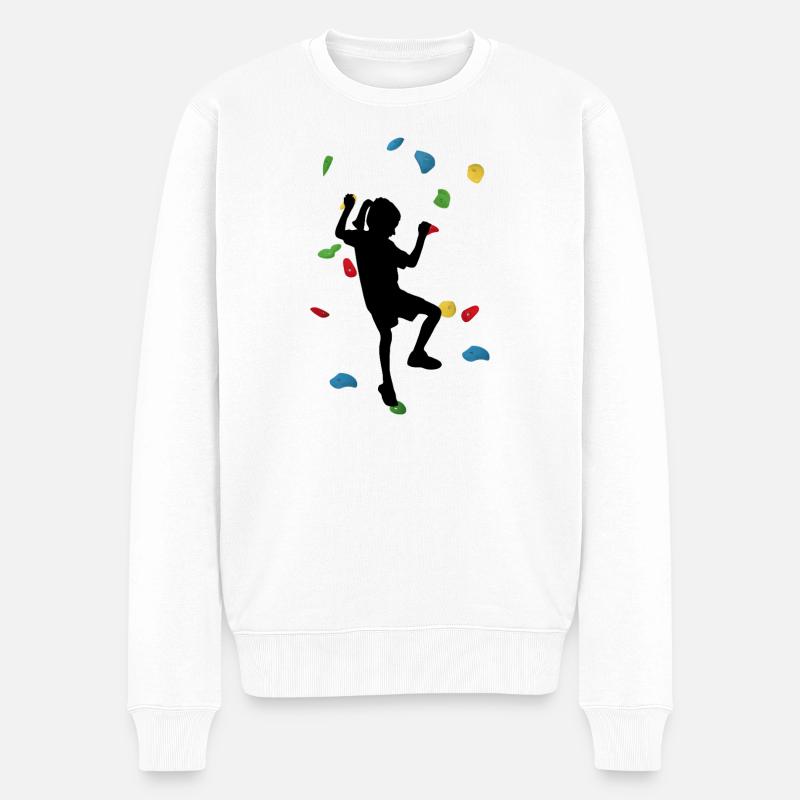 Kletterwand-Mädchen - Männer Premium Bio Pullover - Weiß