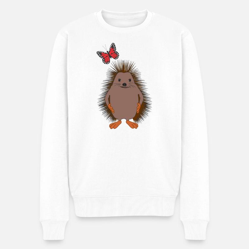 Süßer Igel & Schmetterling – Freundlichkeit - Männer Premium Bio Pullover - Weiß