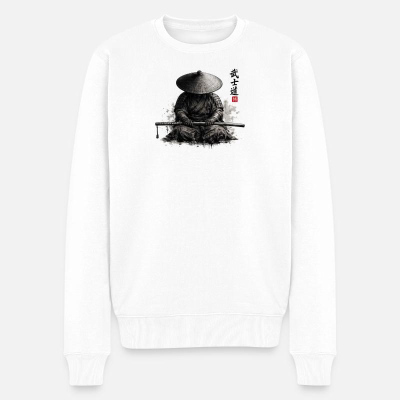 Samurai - Männer Premium Bio Pullover - Weiß