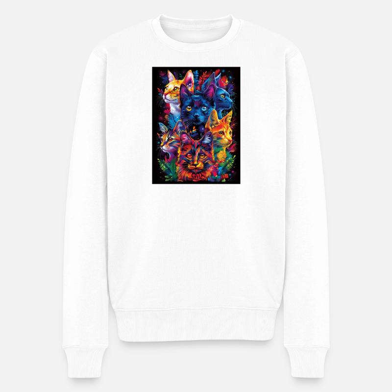 Cat_02 - Männer Premium Bio Pullover - Weiß