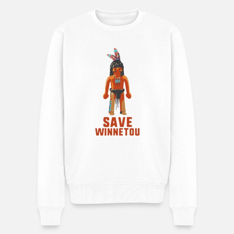 save winnetou,winnetou,indianer,comic - Männer Premium Bio Pullover - Weiß