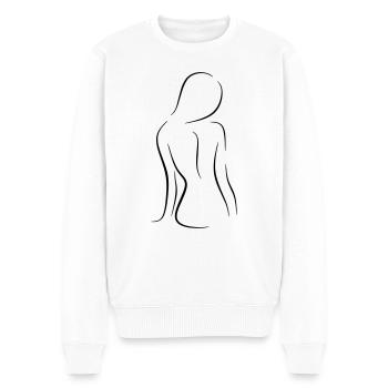 Line art woman silhouette - Men's Premium Organic Jumper - white - Front - Thijin (182cm)