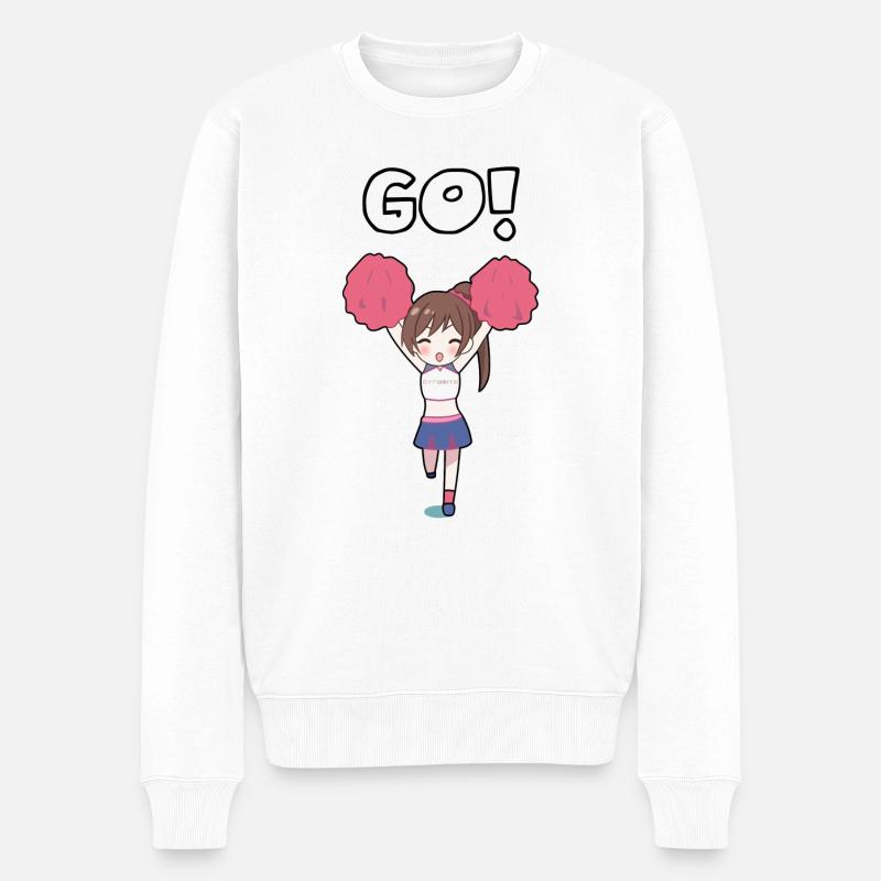 Cheerleaderin-Mädchen-Anime-Stil. - Männer Premium Bio Pullover - Weiß