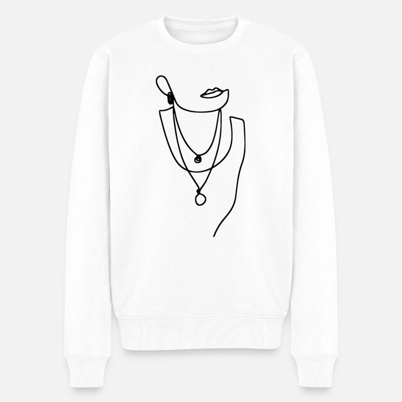 Frauen Line Art - Männer Premium Bio Pullover - Weiß
