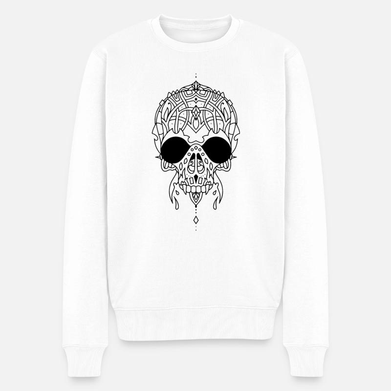 Mandala du crâne - Pull Premium bio Homme - blanc