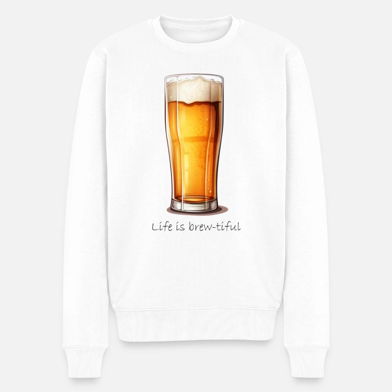 life is brew-tiful - Männer Premium Bio Pullover - Weiß