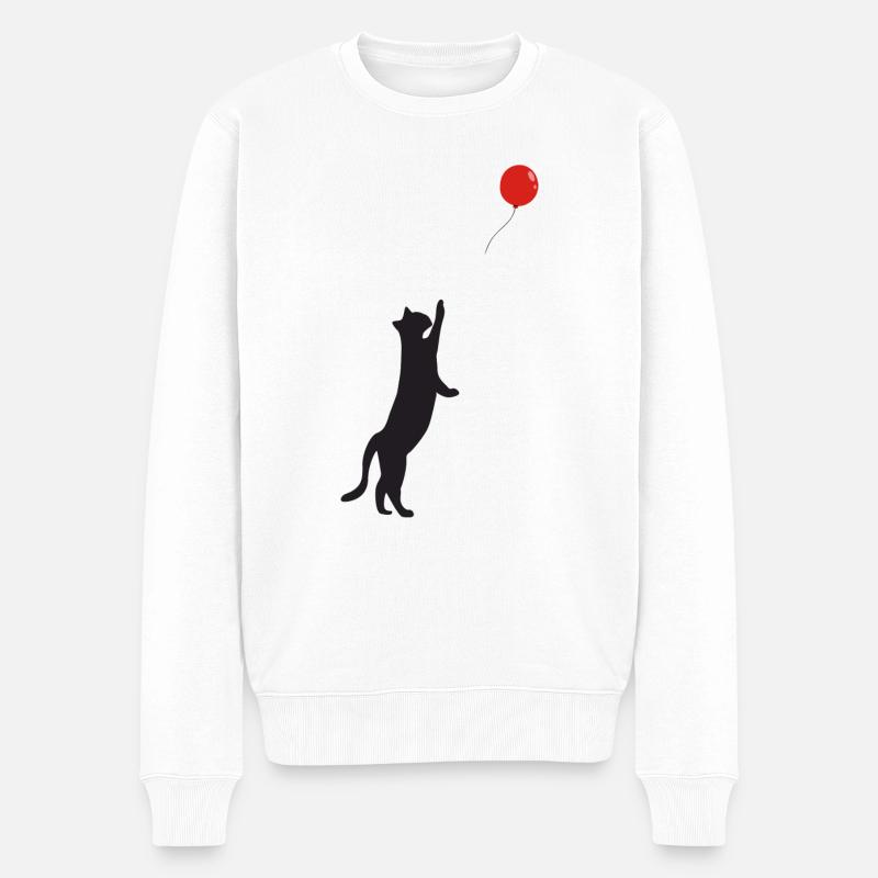 CHAT CHATON BALLON BAUDRUCHE - Mignon ballon chat - Pull Premium bio Homme - blanc