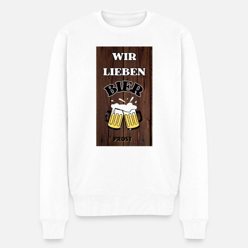 Wir lieben Bier - Männer Premium Bio Pullover - Weiß