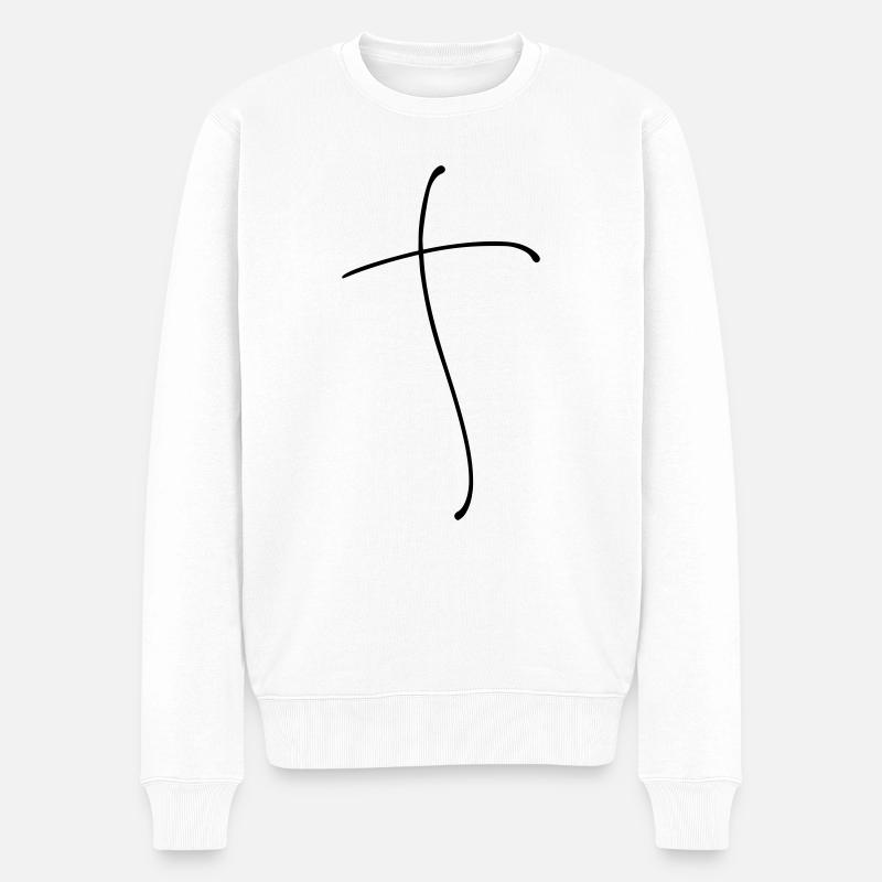Ligne transversale unie - Pull Premium bio Homme - blanc