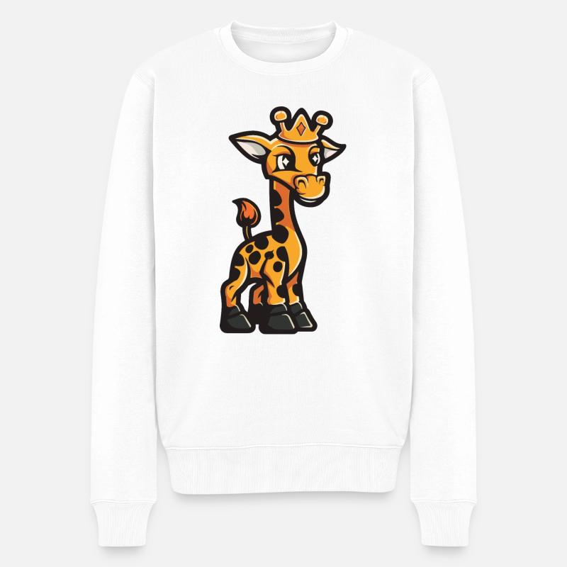 Giraffe Cartoon Krone - Männer Premium Bio Pullover - Weiß