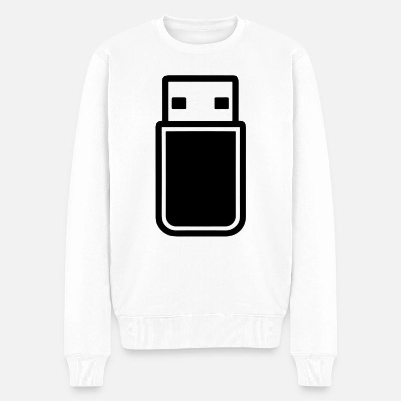 USB-Stick - Männer Premium Bio Pullover - Weiß
